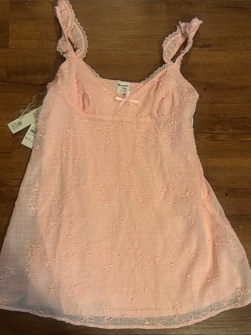 No Boundaries Light Pink Embroidered Lace Chemise